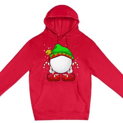 Funny Christmas Golf Ball Elf Cute Xmas Candy Cane Premium Pullover Hoodie