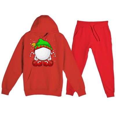 Funny Christmas Golf Ball Elf Cute Xmas Candy Cane Premium Hooded Sweatsuit Set