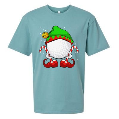 Funny Christmas Golf Ball Elf Cute Xmas Candy Cane Sueded Cloud Jersey T-Shirt