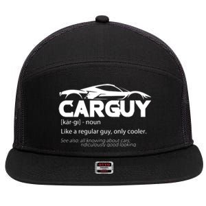 Funny Car Guy Gift Car Guy Definition 7 Panel Mesh Trucker Snapback Hat