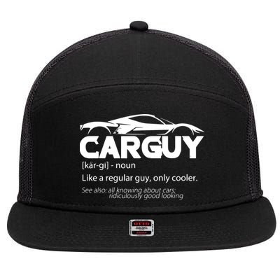 Funny Car Guy Gift Car Guy Definition 7 Panel Mesh Trucker Snapback Hat