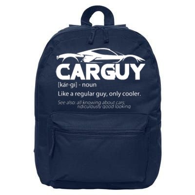 Funny Car Guy Gift Car Guy Definition 16 in Basic Backpack