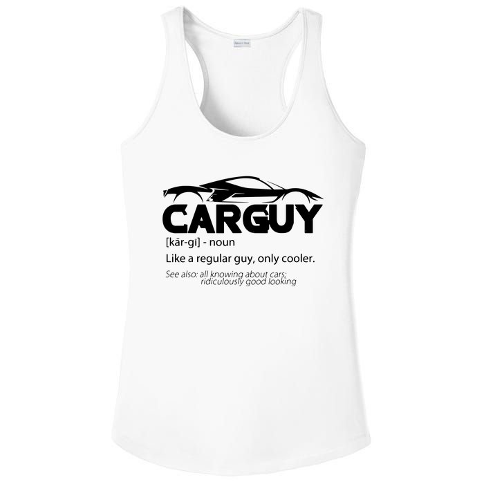 Funny Car Guy Gift Car Guy Definition Ladies PosiCharge Competitor Racerback Tank