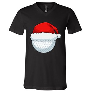 Funny Christmas Golf Ball Elf Cute Xmas Candy Cane V-Neck T-Shirt