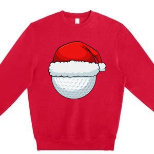 Funny Christmas Golf Ball Elf Cute Xmas Candy Cane Premium Crewneck Sweatshirt