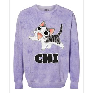 Funny Cat Gray White ChiS Cute Anime Manga Animal Lover Colorblast Crewneck Sweatshirt