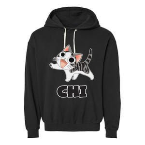 Funny Cat Gray White ChiS Cute Anime Manga Animal Lover Garment-Dyed Fleece Hoodie