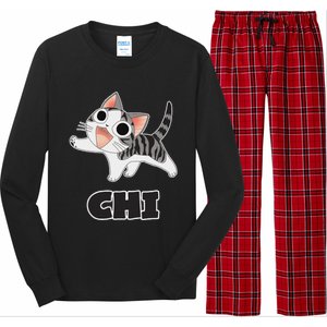 Funny Cat Gray White ChiS Cute Anime Manga Animal Lover Long Sleeve Pajama Set