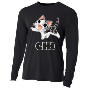 Funny Cat Gray White ChiS Cute Anime Manga Animal Lover Cooling Performance Long Sleeve Crew