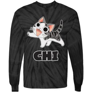 Funny Cat Gray White ChiS Cute Anime Manga Animal Lover Tie-Dye Long Sleeve Shirt