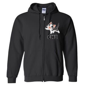 Funny Cat Gray White ChiS Cute Anime Manga Animal Lover Full Zip Hoodie