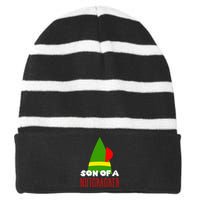 Funny Christmas Gift Son Of A Nutcracker Striped Beanie with Solid Band