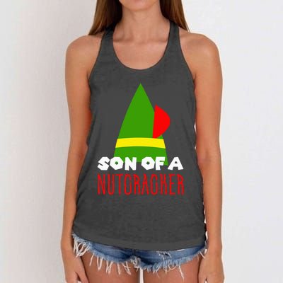 Funny Christmas Gift Son Of A Nutcracker Women's Knotted Racerback Tank