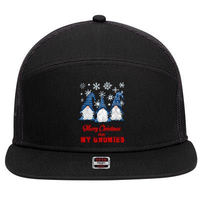 Funny Christmas Gnome Merry Christmas With My Gnomies Xmas Great Gift 7 Panel Mesh Trucker Snapback Hat