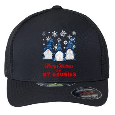 Funny Christmas Gnome Merry Christmas With My Gnomies Xmas Great Gift Flexfit Unipanel Trucker Cap