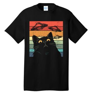 Funny Cat Galaxy Cat Spaceship Alien Cat Ufo Tall T-Shirt