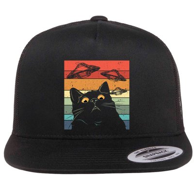 Funny Cat Galaxy Cat Spaceship Alien Cat Ufo Flat Bill Trucker Hat