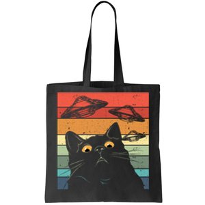 Funny Cat Galaxy Cat Spaceship Alien Cat Ufo Tote Bag