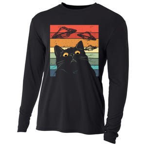 Funny Cat Galaxy Cat Spaceship Alien Cat Ufo Cooling Performance Long Sleeve Crew