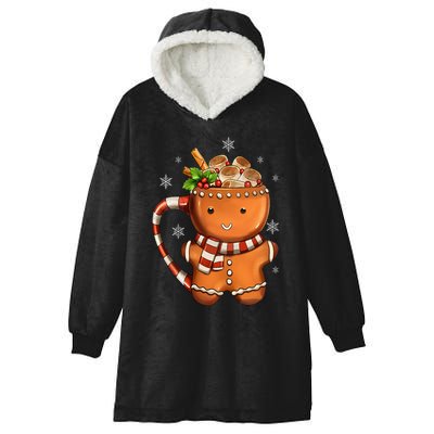 Funny Christmas Gingerbread Man Hot Cocoa Snow Holiday Hooded Wearable Blanket