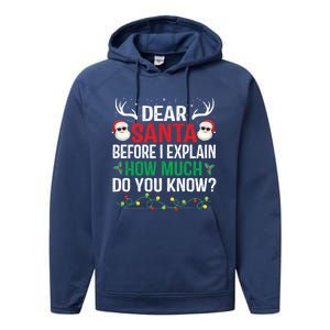 Funny Christmas Gift Adults Dear Santa I Can Explain Gift Performance Fleece Hoodie