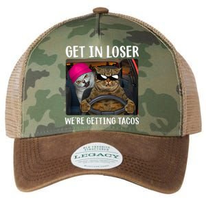 Funny Cats Get In Loser We're Getting Tacos Legacy Tie Dye Trucker Hat