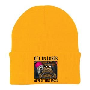 Funny Cats Get In Loser We're Getting Tacos Knit Cap Winter Beanie