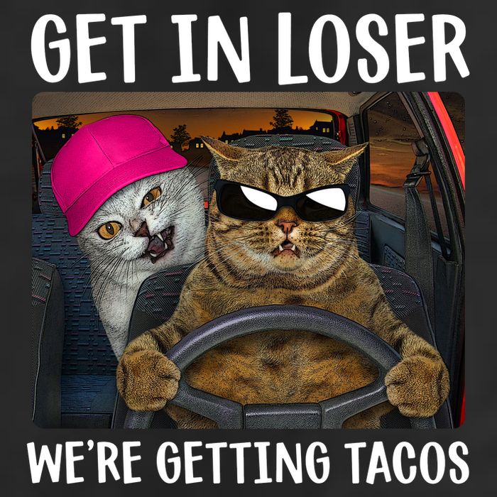 Funny Cats Get In Loser We're Getting Tacos Golf Towel