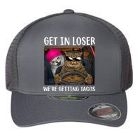 Funny Cats Get In Loser We're Getting Tacos Flexfit Unipanel Trucker Cap