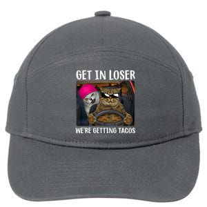 Funny Cats Get In Loser We're Getting Tacos 7-Panel Snapback Hat