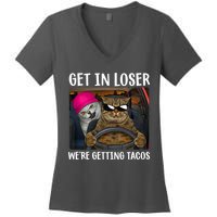 Funny Cats Get In Loser We're Getting Tacos Women's V-Neck T-Shirt
