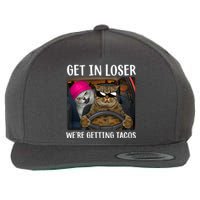 Funny Cats Get In Loser We're Getting Tacos Wool Snapback Cap