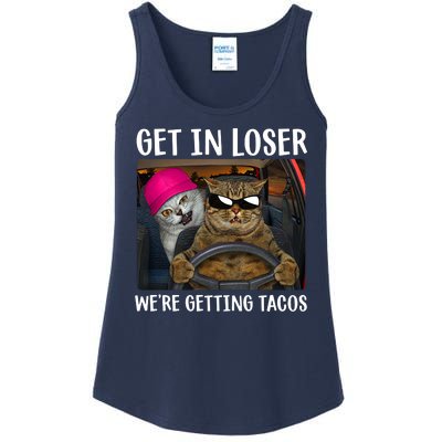 Funny Cats Get In Loser We're Getting Tacos Ladies Essential Tank