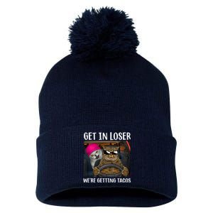 Funny Cats Get In Loser We're Getting Tacos Pom Pom 12in Knit Beanie