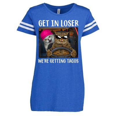 Funny Cats Get In Loser We're Getting Tacos Enza Ladies Jersey Football T-Shirt