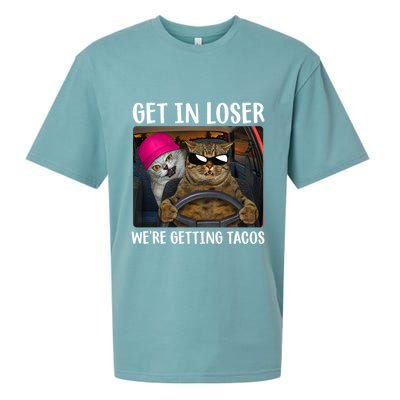 Funny Cats Get In Loser We're Getting Tacos Sueded Cloud Jersey T-Shirt