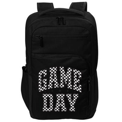 Funny Checkered Game Day Football Black White Gift Women Gift Impact Tech Backpack