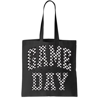 Funny Checkered Game Day Football Black White Gift Women Gift Tote Bag