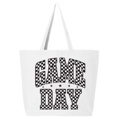 Funny Checkered Game Day Football Black White Gift Women Gift 25L Jumbo Tote