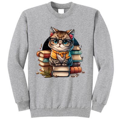 Funny Cat Gift For Kitten Lovers Cute Cat Librarian Book Tall Sweatshirt