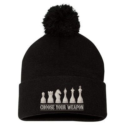 Funny Chess Gift For Chess Lover  Cool Player Pom Pom 12in Knit Beanie