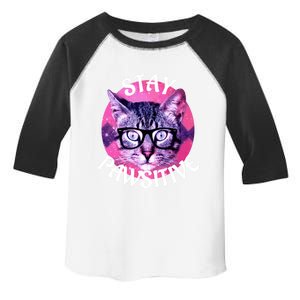 Funny Cat Gift Stay Pawsitive Gift Toddler Fine Jersey T-Shirt