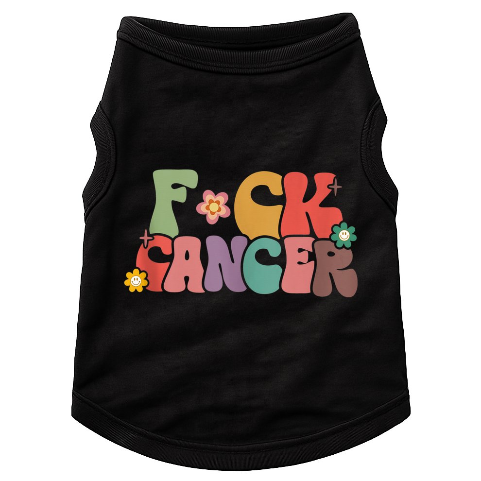 Fuck Cancer Groovy Retro Doggie Tank