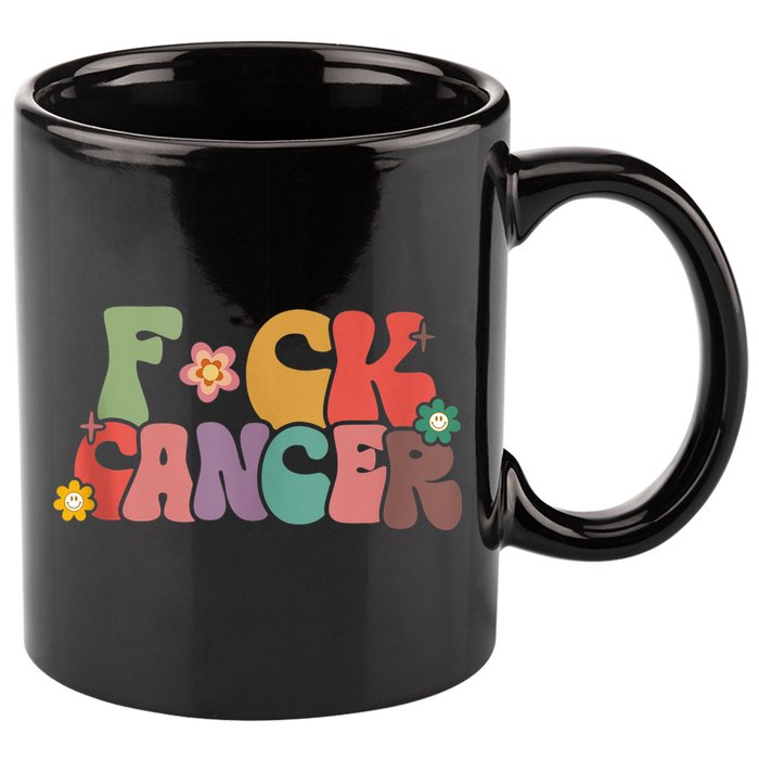 Fuck Cancer Groovy Retro 11oz C Handle Ceramic Mug