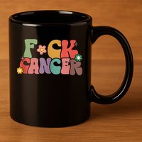 Fuck Cancer Groovy Retro 11oz C Handle Ceramic Mug