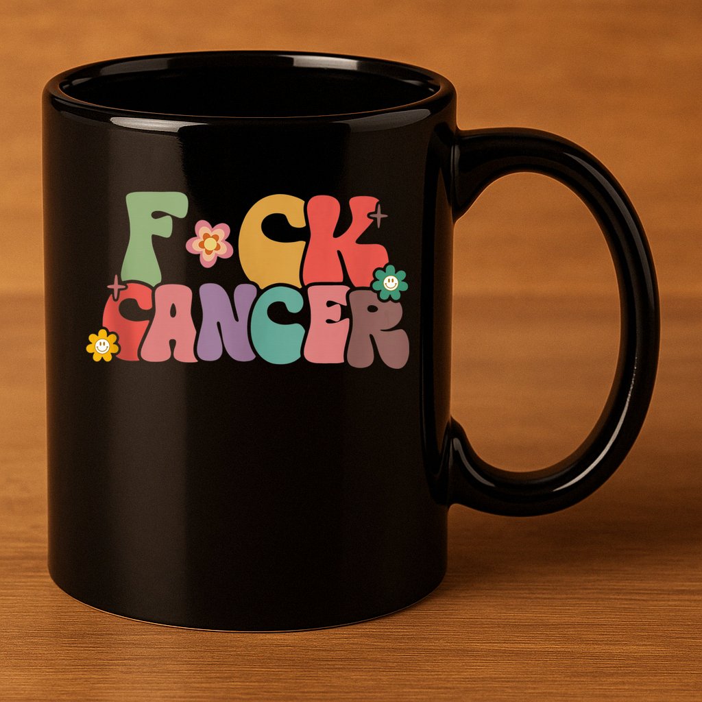 Fuck Cancer Groovy Retro 11oz C Handle Ceramic Mug