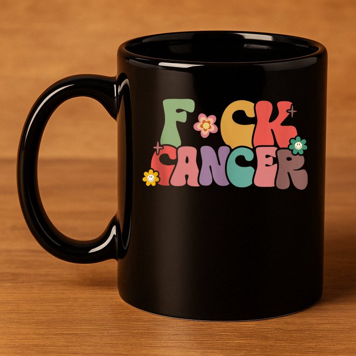 Fuck Cancer Groovy Retro 11oz C Handle Ceramic Mug
