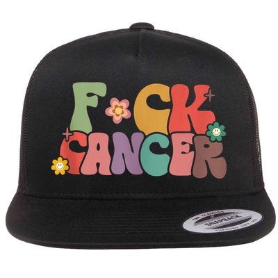 Fuck Cancer Groovy Retro Flatbill Hat