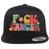 Fuck Cancer Groovy Retro Flat Bill Trucker Hat