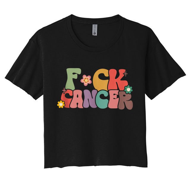 Fuck Cancer Groovy Retro Crop Top